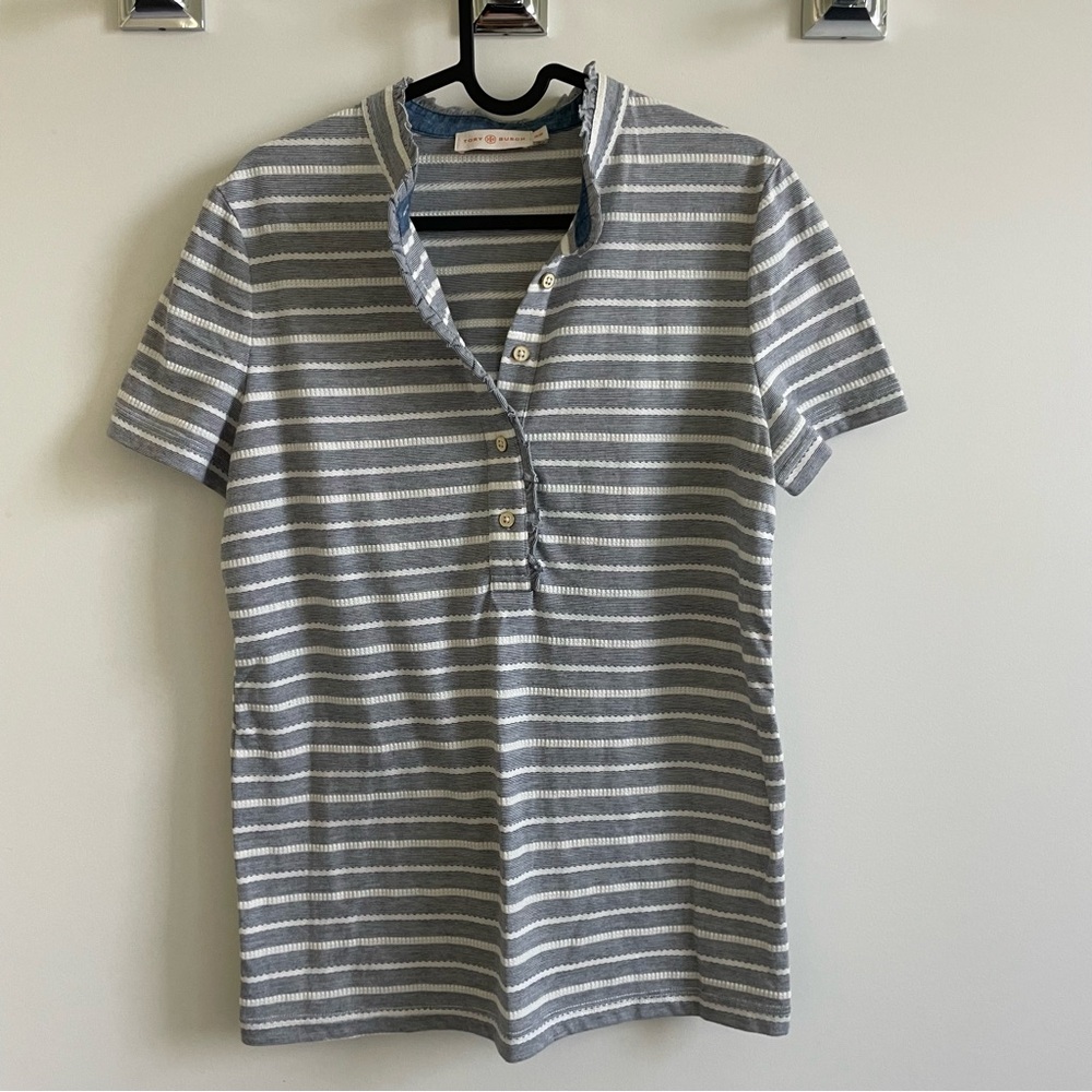 Tory Burch grey striped top